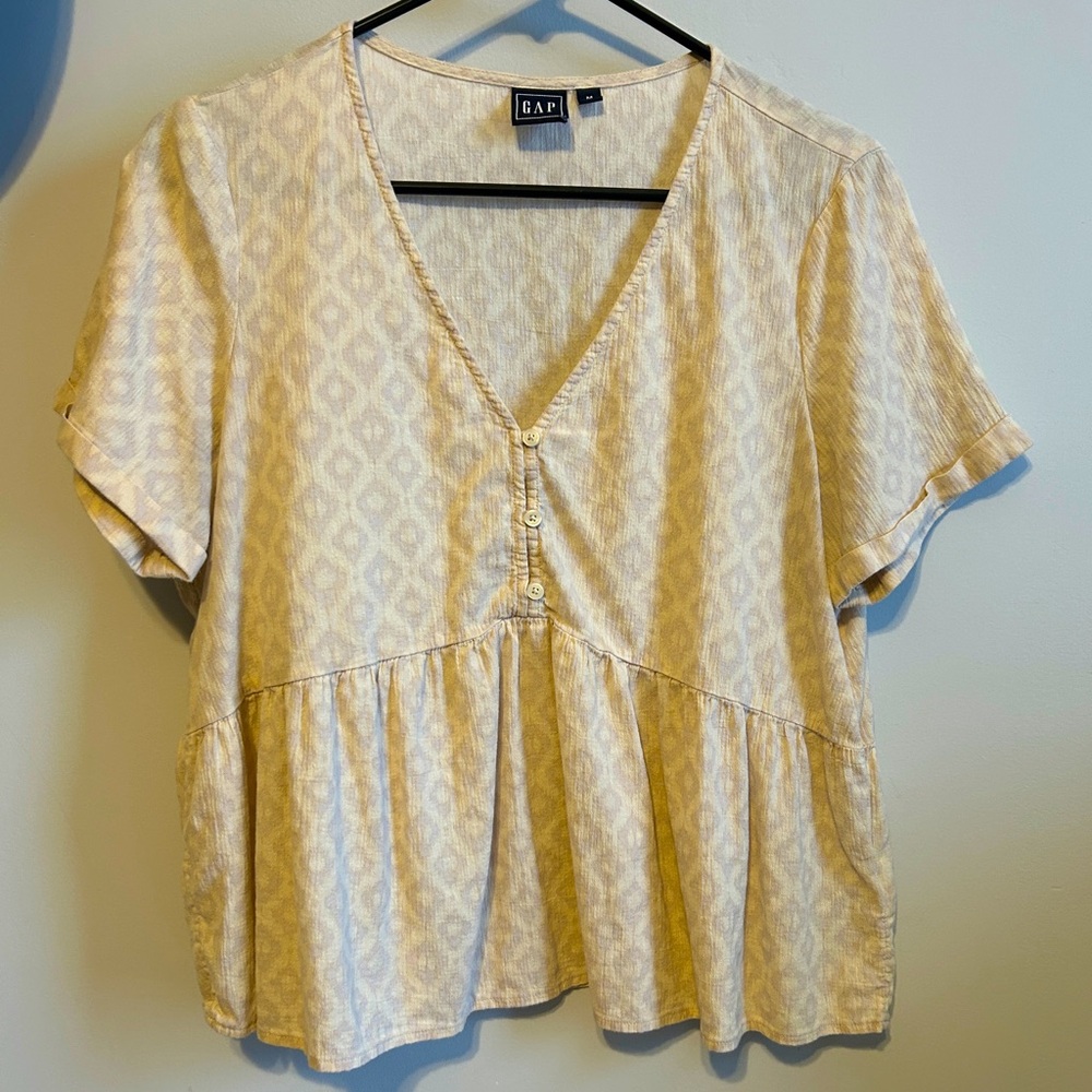 GAP Peplum Ikat Cotton Top size Medium